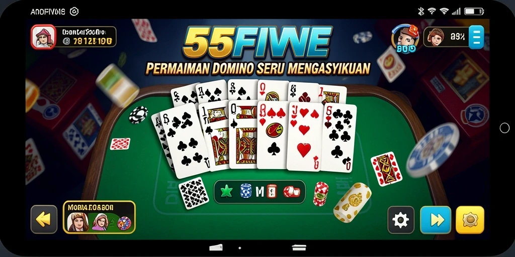 Tampilan menarik dari gameplay Domino di 55FIVE.
